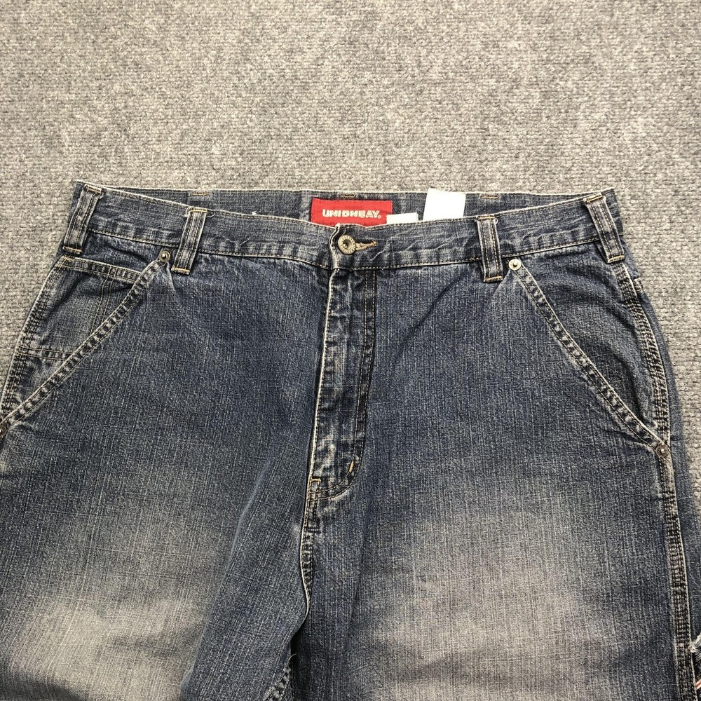 Y2K Unionbay Jeans Mens 36x34 Medium Wash Relaxed Wide Leg Carpenter Denim Pants - Picture 4 of 9